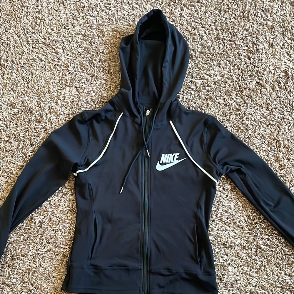 Nike Black Long Sleeve Fitted Zippered Sweatshirt